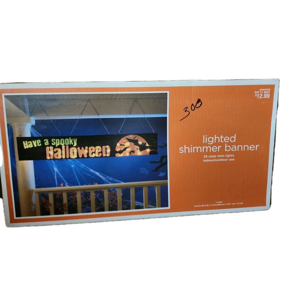 HAVE A SPOOKY HALLOWEEN Lighted Shimmer Banner 9" x 54"